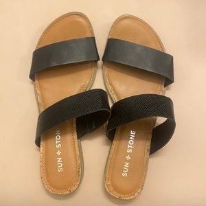 Sun and stone black sandals. Size 5.5